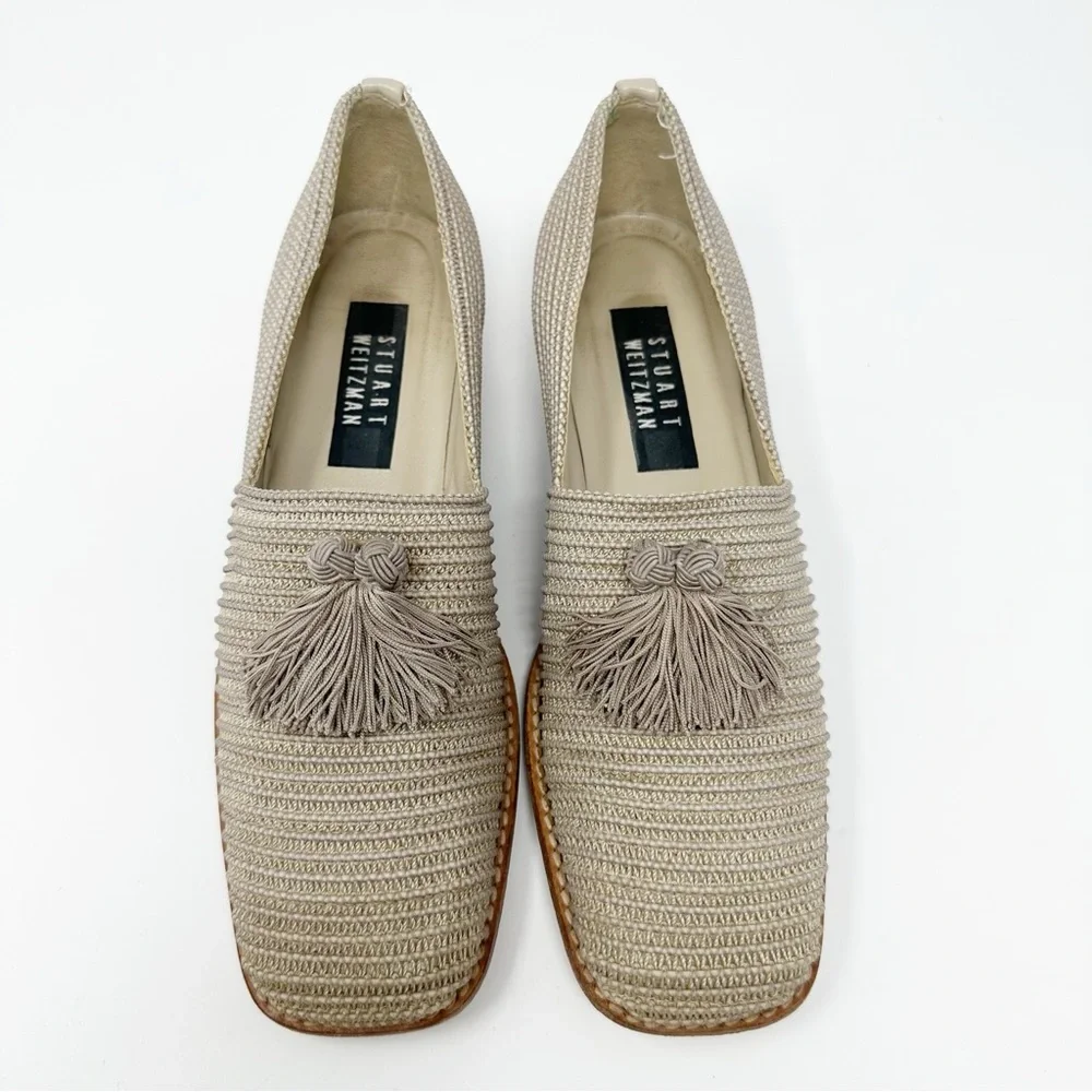 STUART WEITZMAN WOVEN STRETCH TASSEL LOAFER‎ 7N